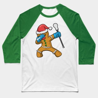 Lacrosse LAX Gingerbread Man Team Player Coach Baseball T-Shirt